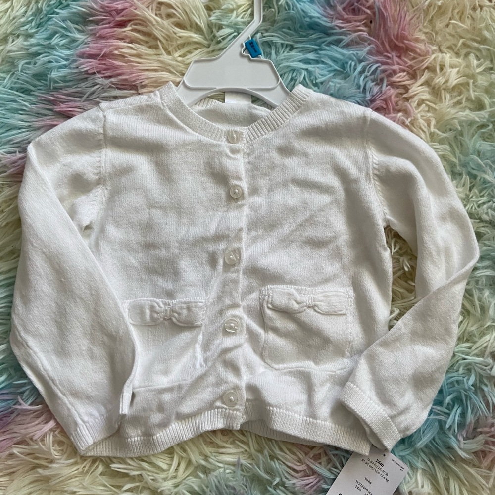 24M Carter’s white sweater/cardigan NWT